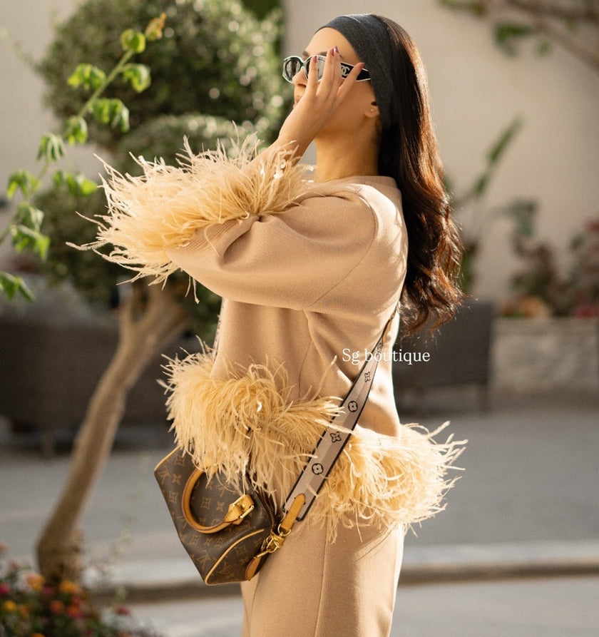 Beige Feather Suit