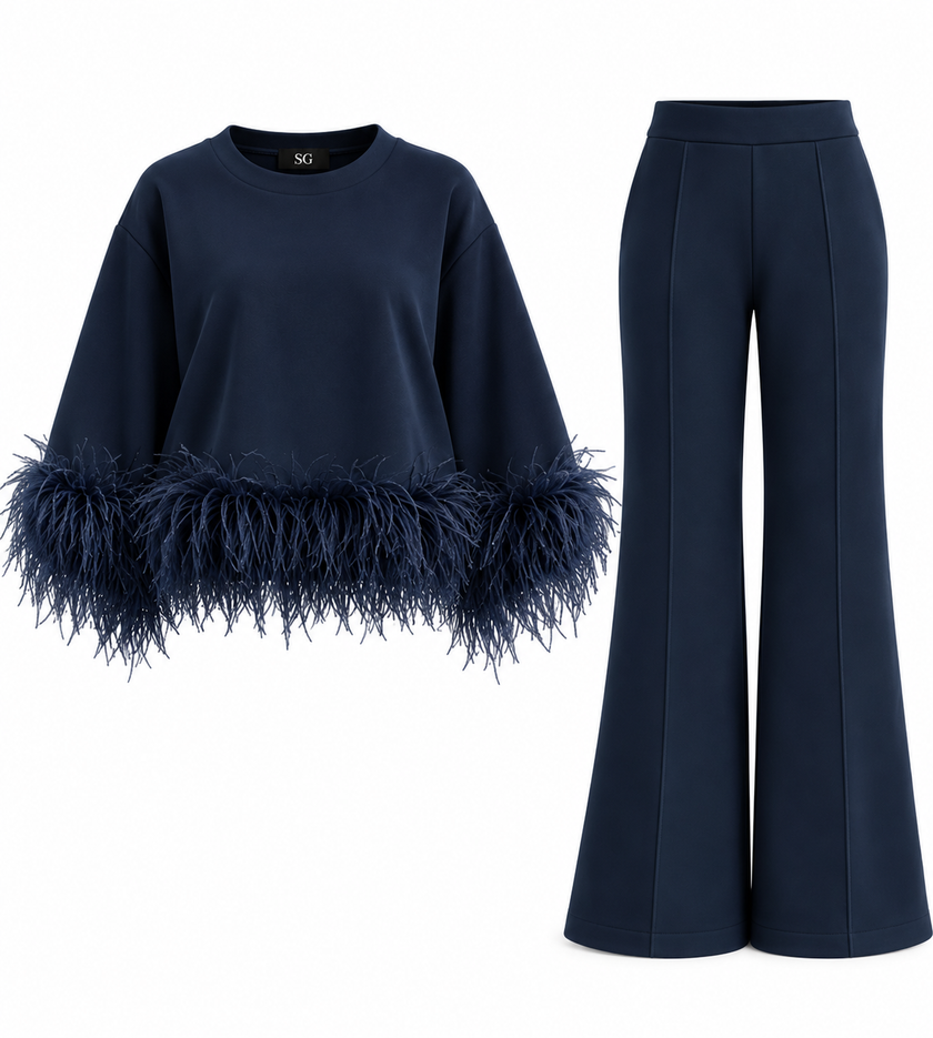 Navy Feather Set