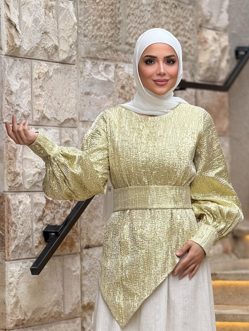 SG Boutique white and gold abaya