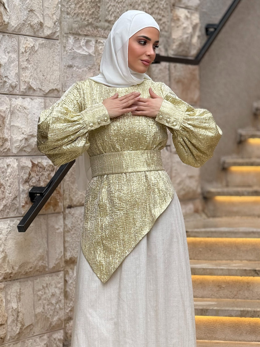 White gold abaya styled
