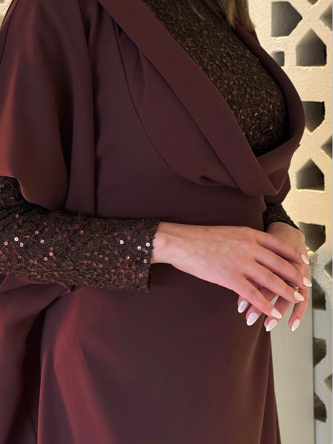 Mocha Lace Abaya