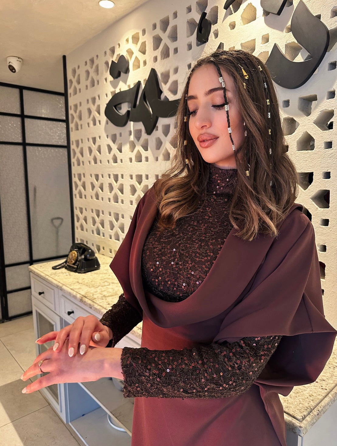 Mocha Lace Abaya