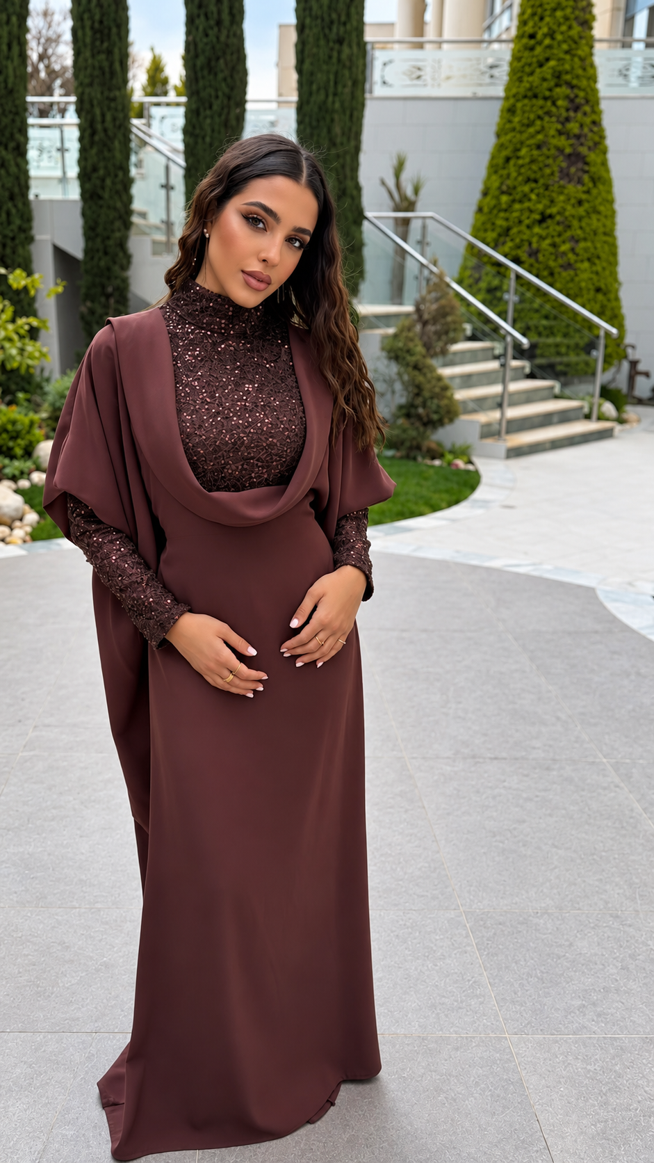 Mocha Lace Abaya
